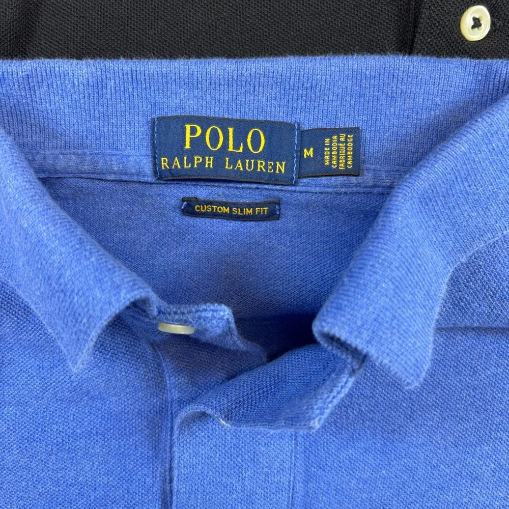 3 Polo Ralph Lauren Polos Men Size M Slim Red Blue Black Short Sleeve Pony Pique